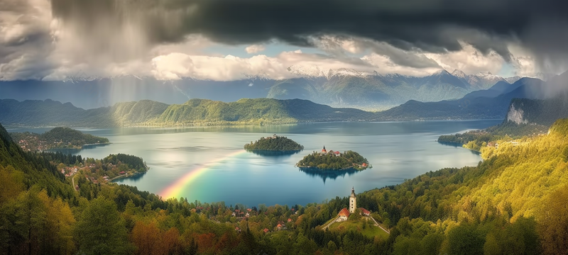 雨后的布莱德湖摄影图,高清,摄影图,摄影图片,图片大全,摄影图免费下载